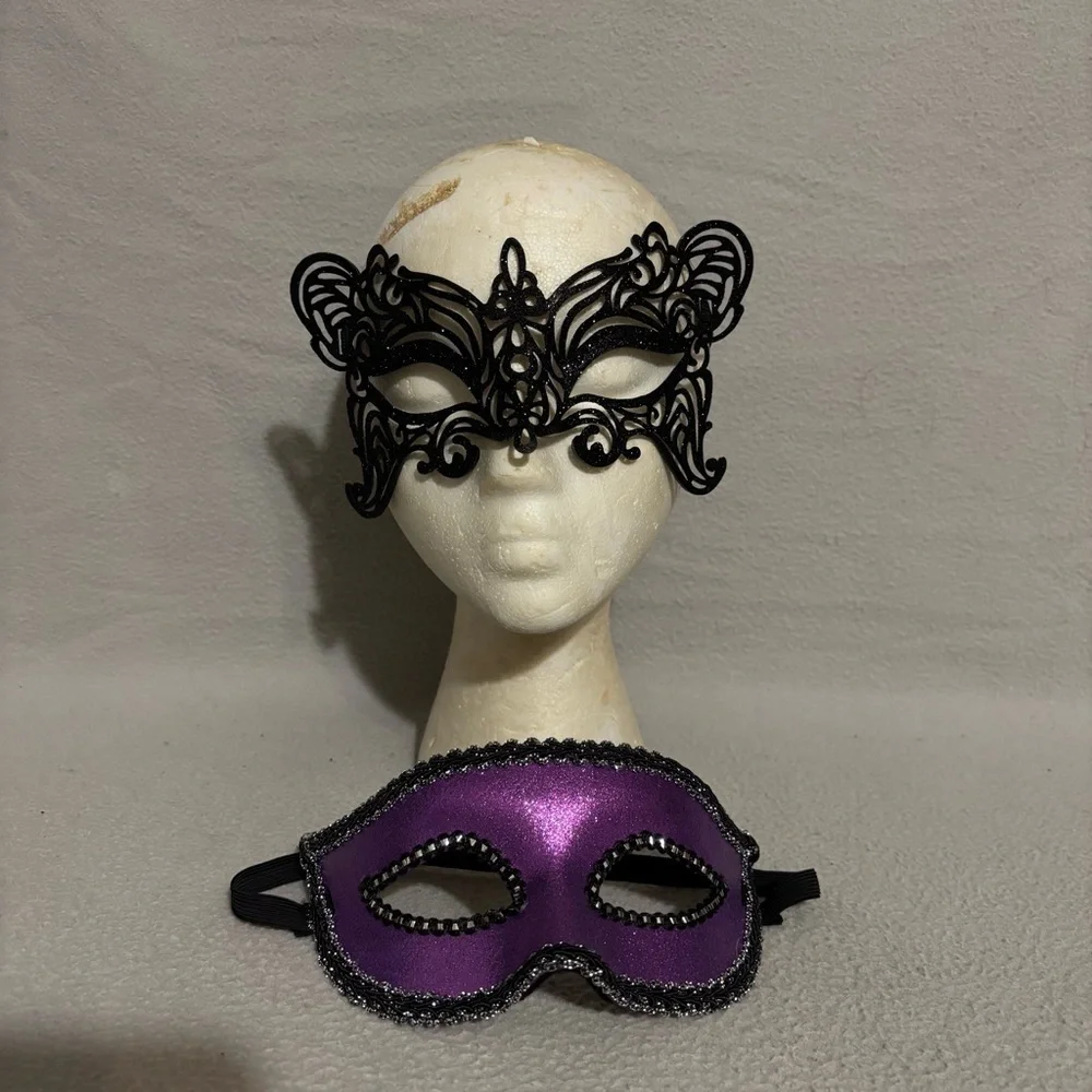 Purple and Black Glittered Masquerade Masks